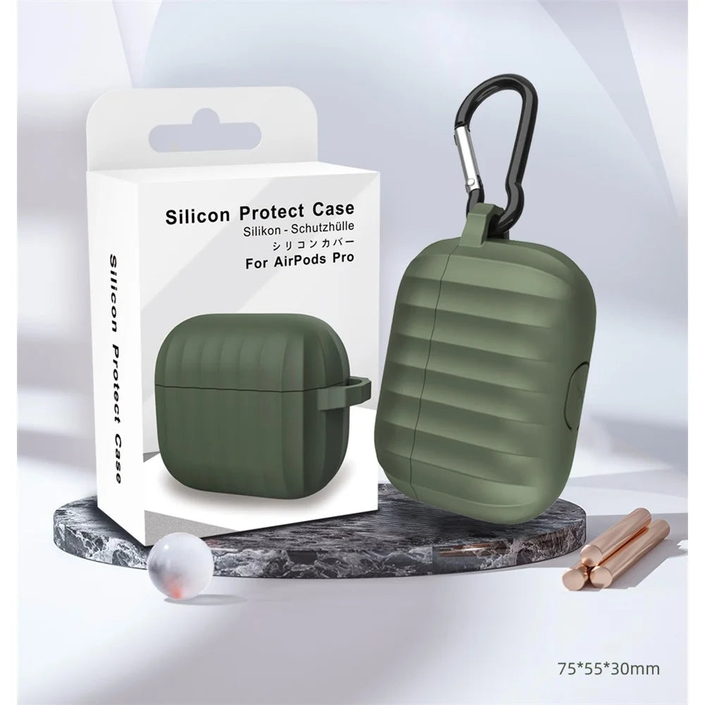 DIROSE A8 Shockproof Protective Silicone  Earphone Case Cover [Supporting Wireless Charging] for AirPods Pro - Army Green - 1