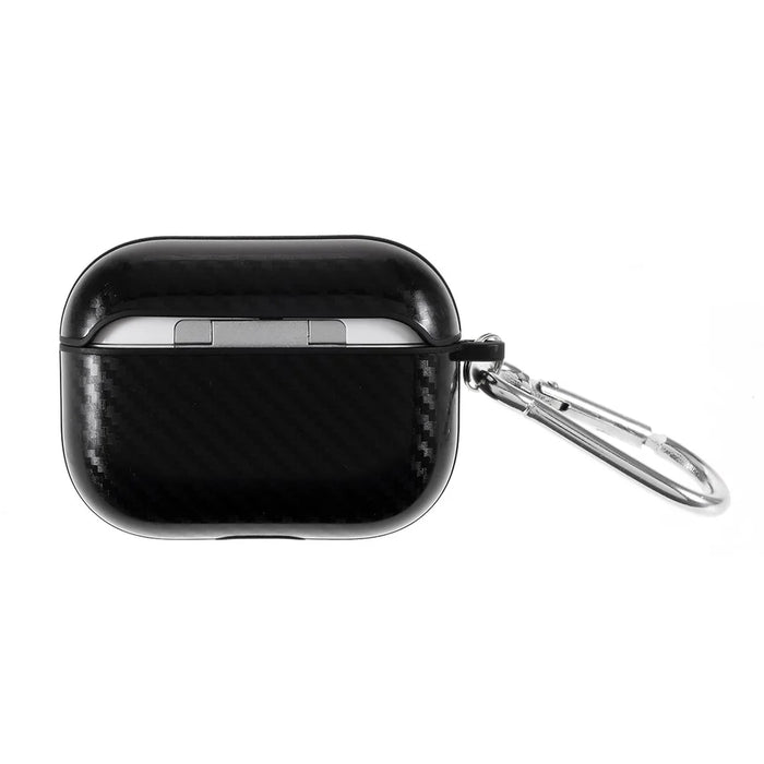 Anti-fingerprint Carbon Fiber Texture TPU Case with Hook for Apple AirPods Pro - Black - 2