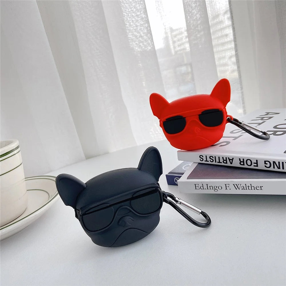 For Apple AirPods Pro with Buckle Bluetooth-compatible Silicone Case - Black/Dog - 2