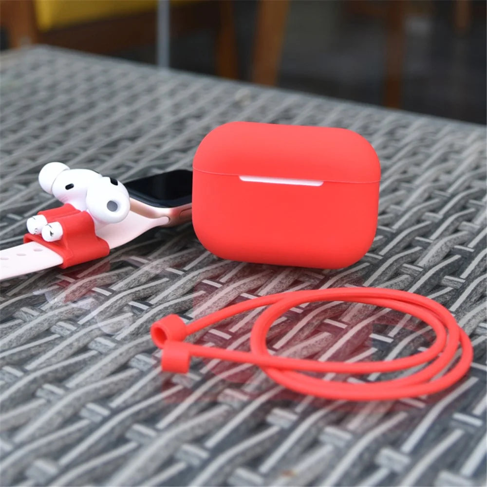 Silicone Case with Strap+Fixed Part for Apple AirPods Pro - Black - 3