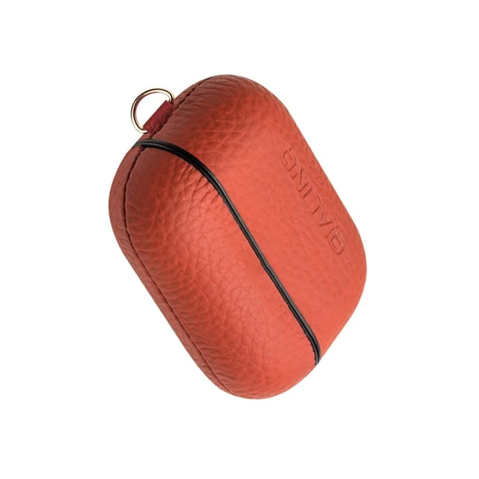 QIALINO For Apple AirPods Pro Shockproof Style Earphone Charging Box Protective Cover Cowhide Leather Case - Orange - 3