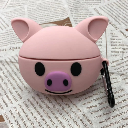 Cartoon Shape Silicone Earphones Case for Apple Airpods Pro - Pink Pig - 1