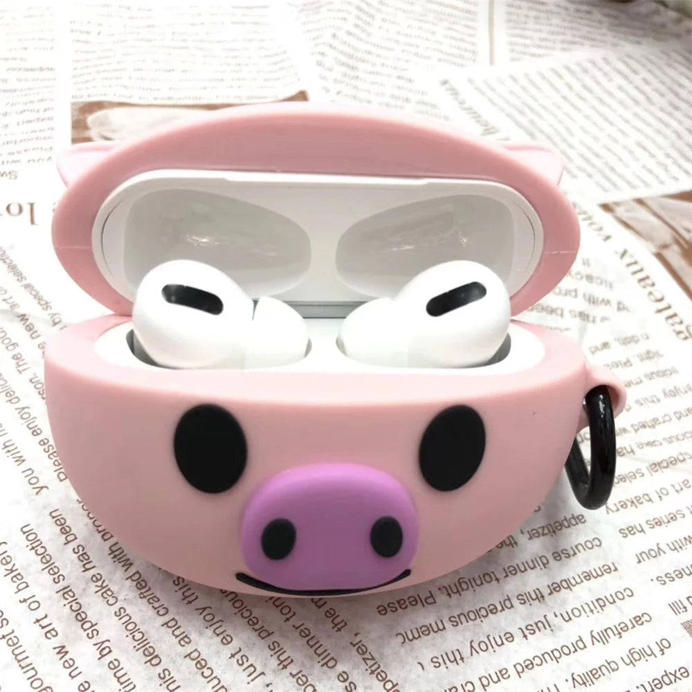 Cartoon Shape Silicone Earphones Case for Apple Airpods Pro - Pink Pig - 4