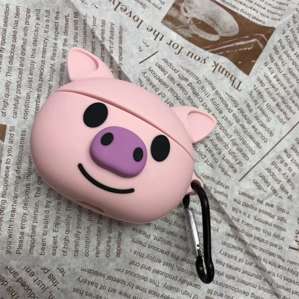 Cartoon Shape Silicone Earphones Case for Apple Airpods Pro - Pink Pig - 5