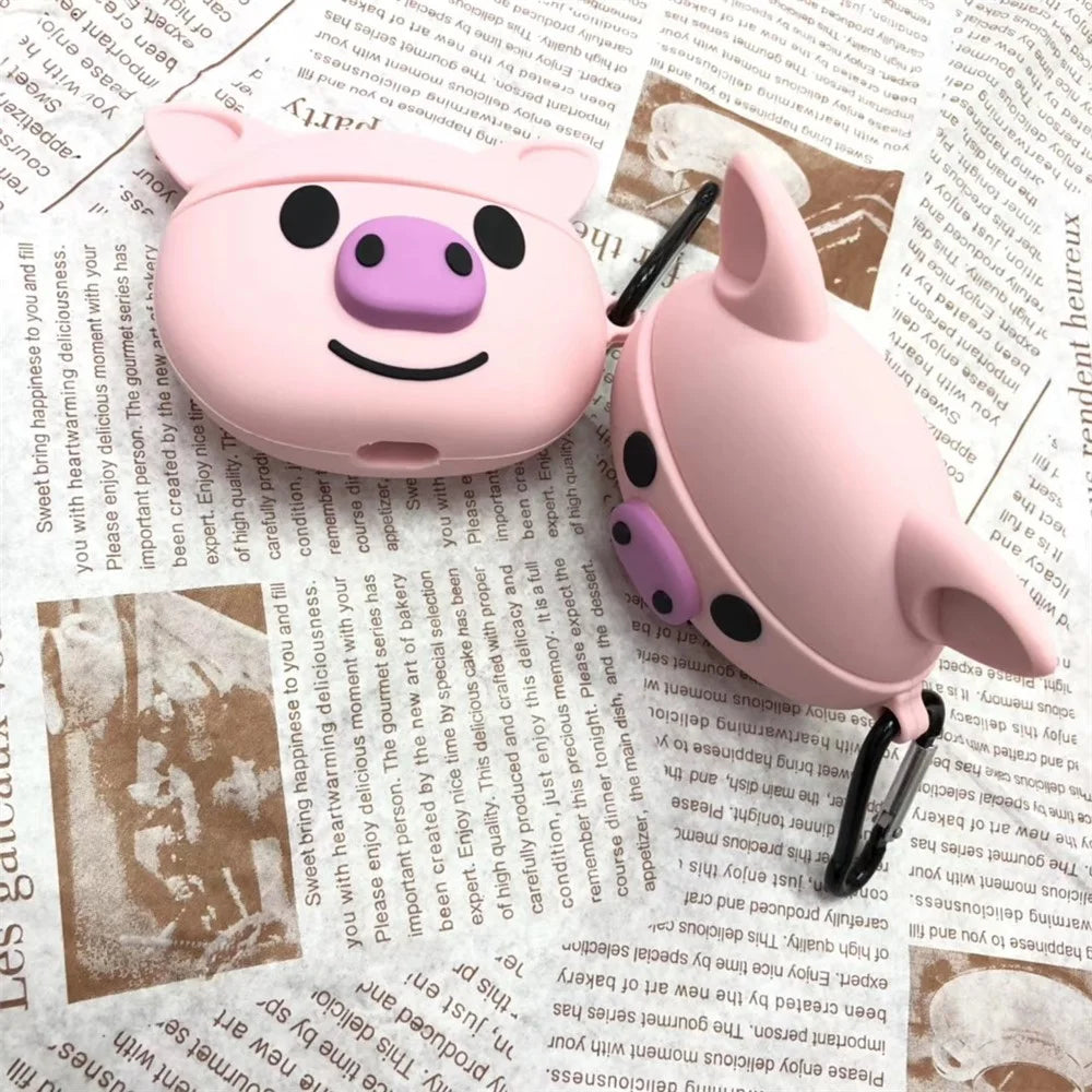 Cartoon Shape Silicone Earphones Case for Apple Airpods Pro - Pink Pig - 7