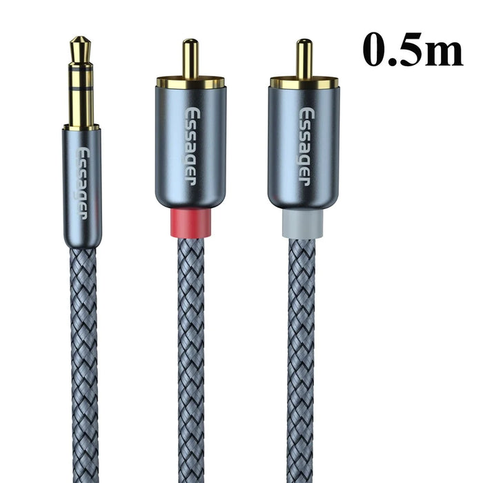 ESSAGER 3.5mm to 2-Male RCA Adapter Audio Stereo Cable 0.5m - 1