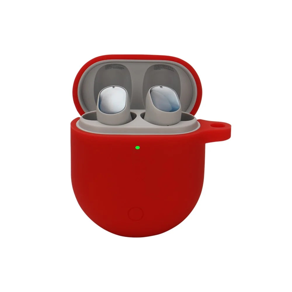 Bluetooth-compatible Earphone Protective Case Soft Silicone Cover with Hanging Buckle for Xiaomi Redmi AirDots 3 Pro - Red - 1