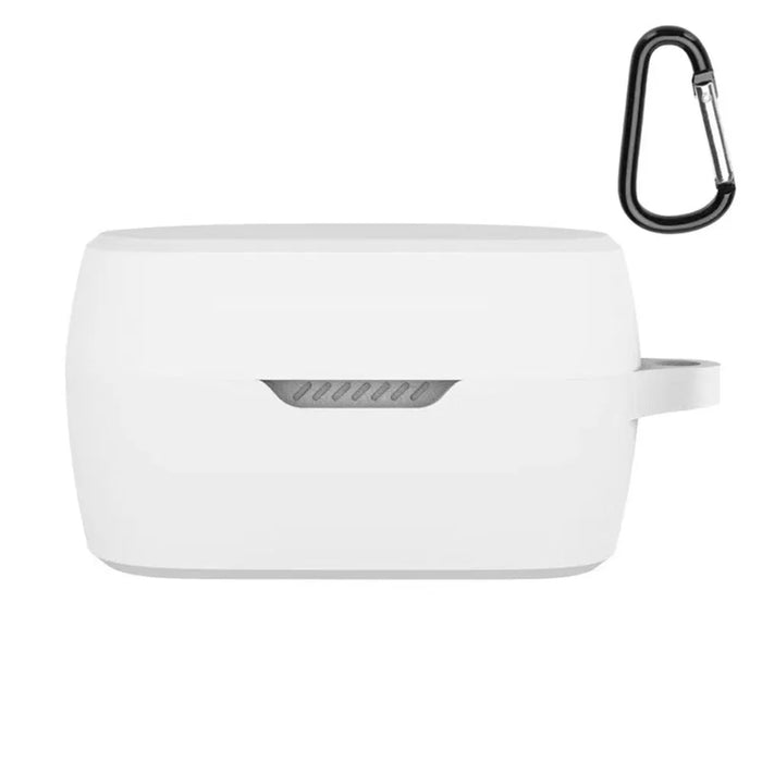 Bluetooth-compatible Earphone Silicone Protective Case Cover with Anti-lost Buckle for JBL T280TWS X - White - 1