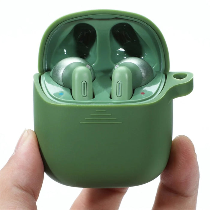 Durable Silicone Bluetooth-compatible Earphone Case Protective Cover Shell with Anti-lost Buckle for JBL TUNE220TWS - Grass Green - 2