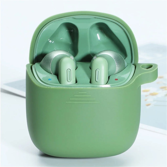Durable Silicone Bluetooth-compatible Earphone Case Protective Cover Shell with Anti-lost Buckle for JBL TUNE220TWS - Grass Green - 3