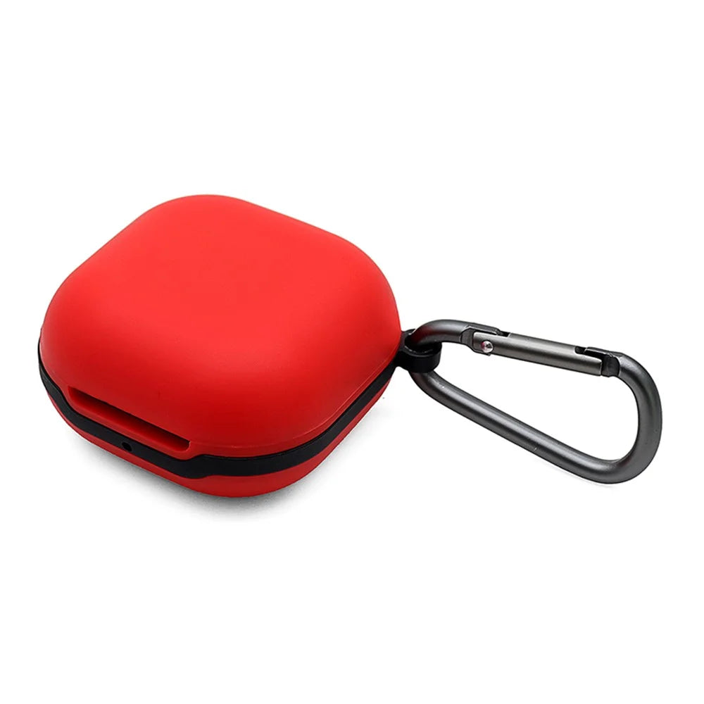 Soft Silicone Wireless Bluetooth-compatible Earphones Case Protective Sleeve with Anti-Lost Buckle for Samsung Galaxy Buds Live - Red - 1