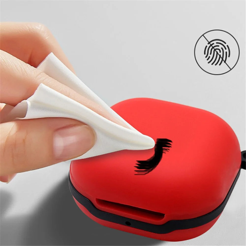 Soft Silicone Wireless Bluetooth-compatible Earphones Case Protective Sleeve with Anti-Lost Buckle for Samsung Galaxy Buds Live - Red - 3