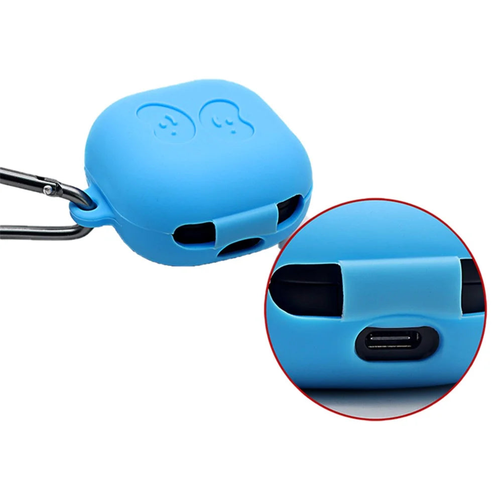 Washable Silicone Wireless Earphones Case Protective Skin Sleeve with Anti-Lost Buckle for Samsung Galaxy Buds Pro - White - 3