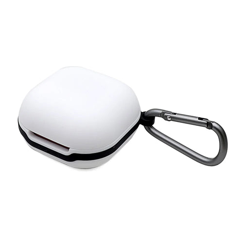 Soft Silicone Wireless Bluetooth-compatible Earphones Case Shock-Resistant Protective Cover with Anti-Lost Buckle for Samsung Galaxy Buds Pro - White - 1