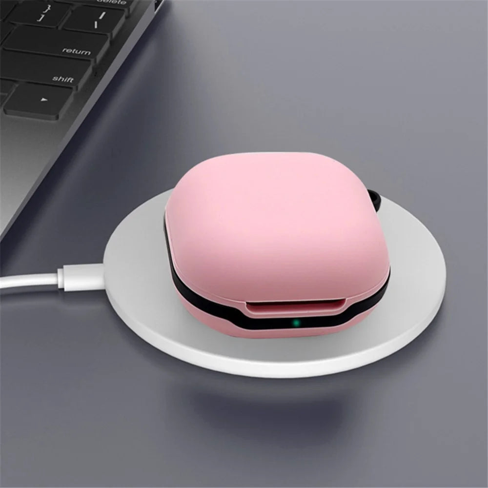Soft Silicone Wireless Bluetooth-compatible Earphones Case Shock-Resistant Protective Cover with Anti-Lost Buckle for Samsung Galaxy Buds Pro - White - 2