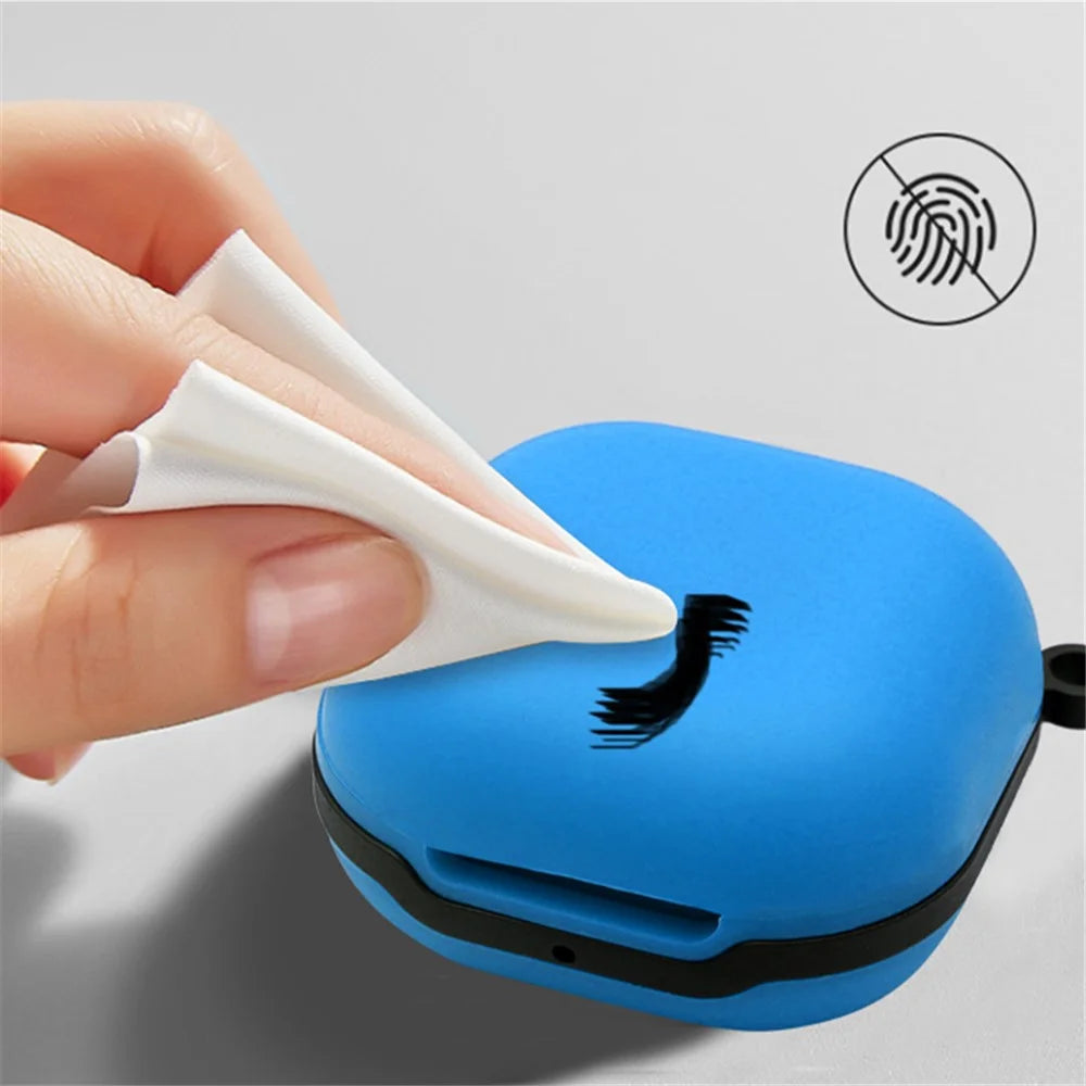 Soft Silicone Wireless Bluetooth-compatible Earphones Case Shock-Resistant Protective Cover with Anti-Lost Buckle for Samsung Galaxy Buds Pro - White - 5