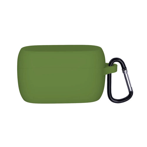 Soft Silicone Protective Case Bluetooth-compatible Earphone Cover with Anti-lost Buckle for Jabra Elite 3 - Grass Green - 1