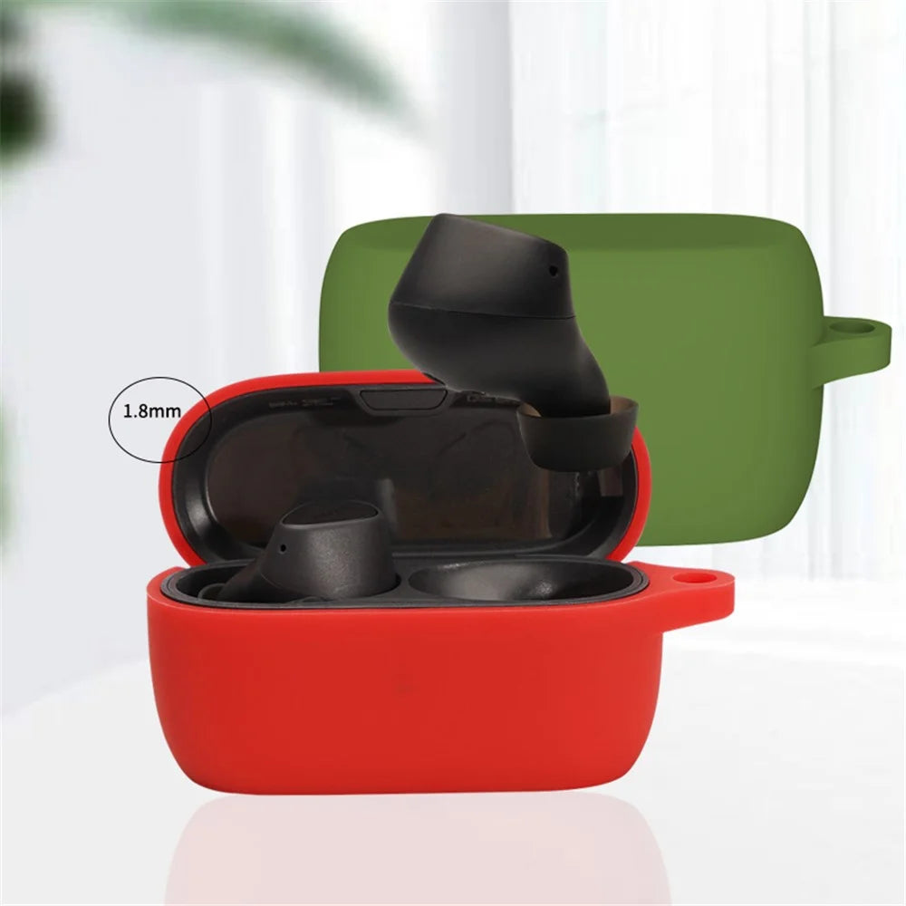 Soft Silicone Protective Case Bluetooth-compatible Earphone Cover with Anti-lost Buckle for Jabra Elite 3 - Grass Green - 4