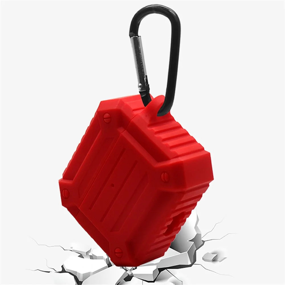 Earphone Charging Box Thickened Silicone Protective Case Anti-fall Cover with Anti-loss Carabiner for Apple AirPods 3 - Wine Red - 5