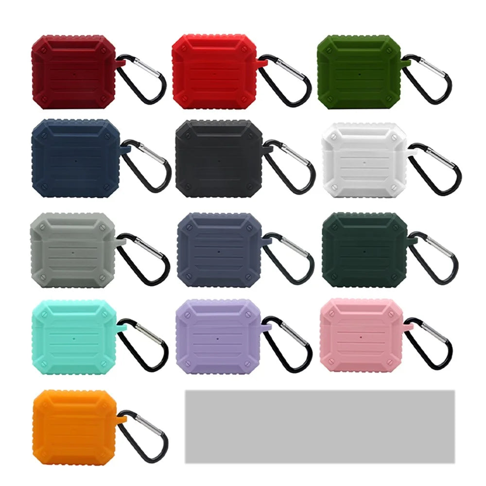 Earphone Charging Box Thickened Silicone Protective Case Anti-fall Cover with Anti-loss Carabiner for Apple AirPods 3 - Wine Red - 7