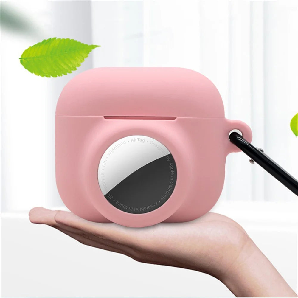 2 in 1 Soft Silicone Case Anti-scratch Protective Cover for AirPods 3/AirTag - Wine Red - 3