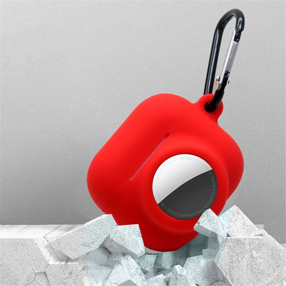 2 in 1 Soft Silicone Case Anti-scratch Protective Cover for AirPods 3/AirTag - Wine Red - 5