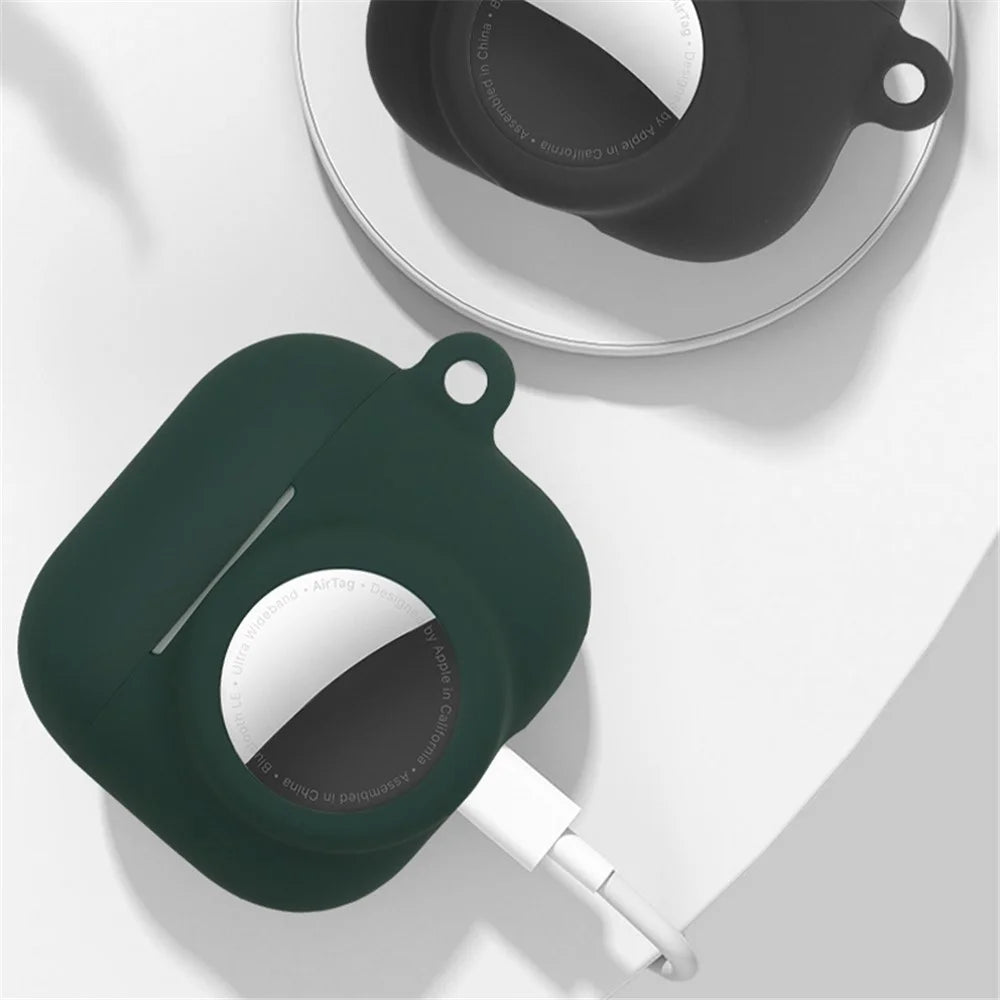2 in 1 Soft Silicone Case Anti-scratch Protective Cover for AirPods 3/AirTag - Wine Red - 6