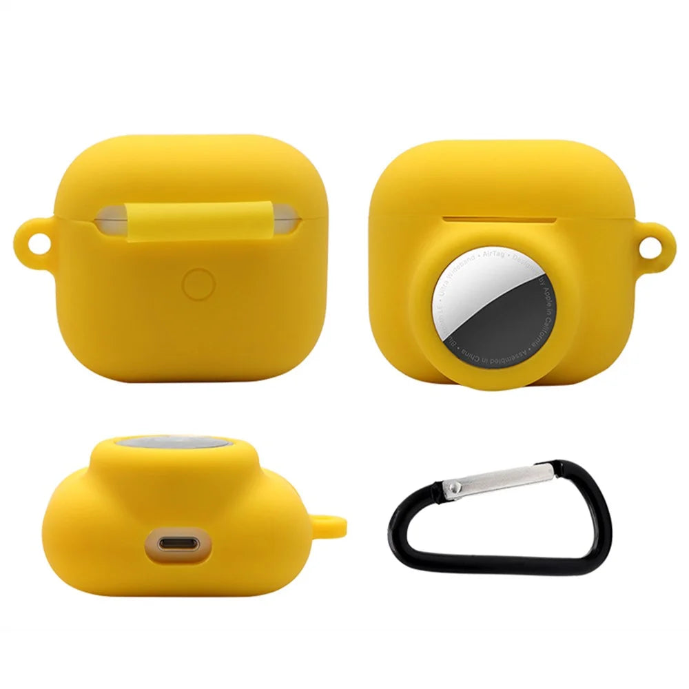 2 in 1 Soft Silicone Case Anti-scratch Protective Cover for AirPods 3/AirTag - Wine Red - 7