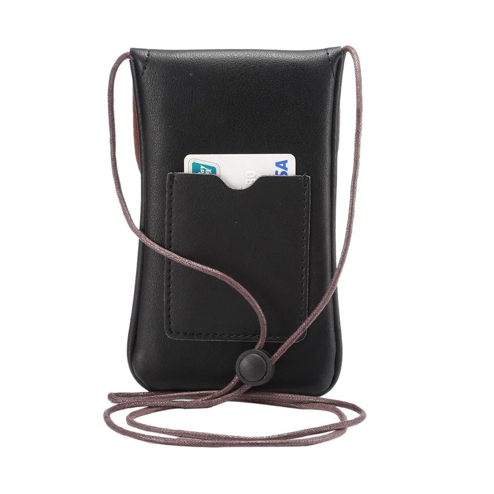 PU Leather Pouch Bag with Strap for iPhone 8 Plus / X / 8 / 6s Plus / Samsung Galaxy Note5, Size: 16.5 x 9.5cm - Black - 3