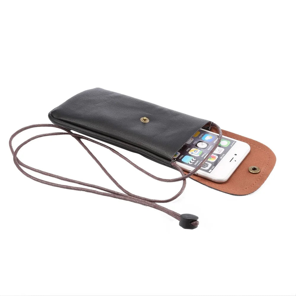 PU Leather Pouch Bag with Strap for iPhone 8 Plus / X / 8 / 6s Plus / Samsung Galaxy Note5, Size: 16.5 x 9.5cm - Black - 5
