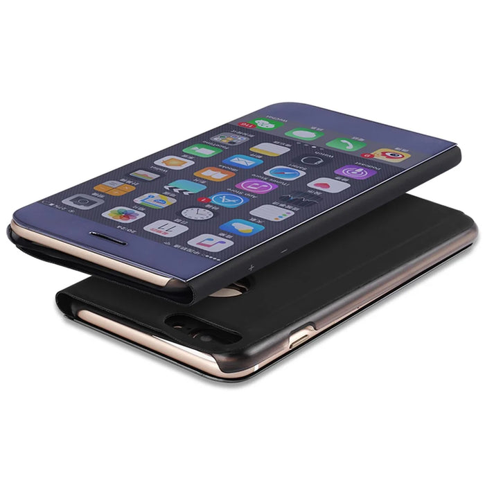 For iPhone 7 Plus Flip Leather Cover with Stand Full Body Protective Phone Case - Black - 1