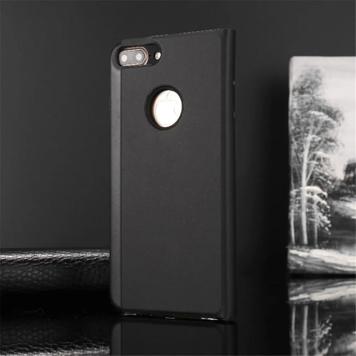 For iPhone 7 Plus Flip Leather Cover with Stand Full Body Protective Phone Case - Black - 2