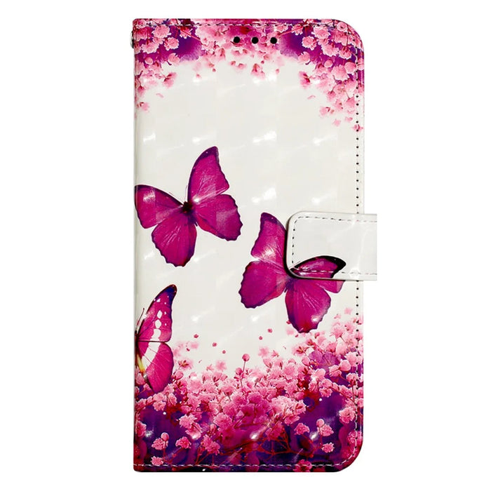 3D Vivid Pattern Wallet Leather Case Stand for iPhone 6s 6 4.7 inch - Red Butterflies and Flower - 6