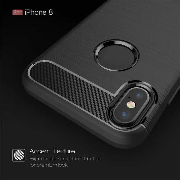 For Apple iPhone XS / X 5.8 inch Carbon Fiber Texture Brushed Soft TPU Case Cover - Black - 4