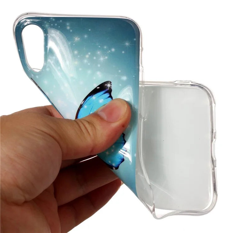 Luminous IMD Patterned TPU Cover for iPhone XS / X/Ten 5.8 inch - Shining Blue Butterfly - 7