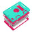 Kickstand PC Silicone Hybrid Armor Protective Cover for iPad mini 3 2 1 - Cyan / Rose - 2