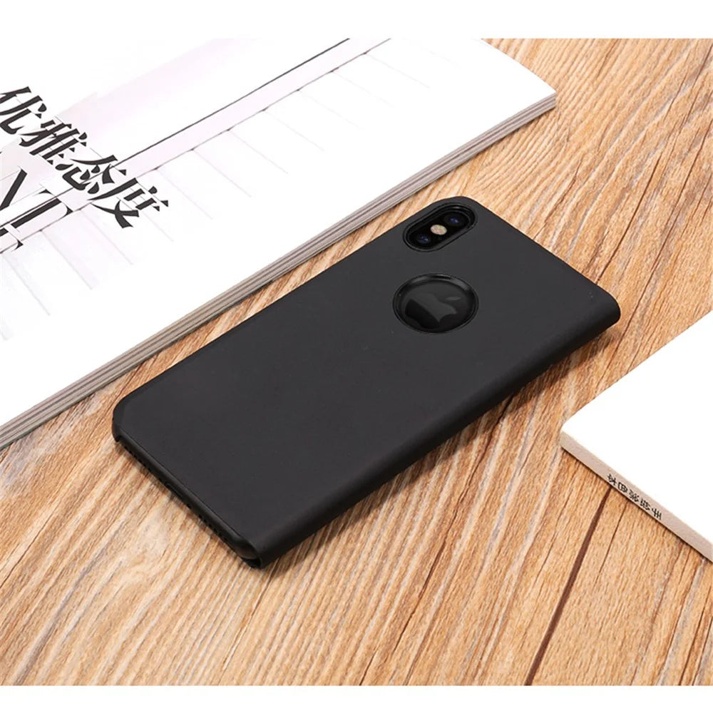 For iPhone X / XS Flip Leather Cover with Stand Full Body Protective Phone Case - Black - 3