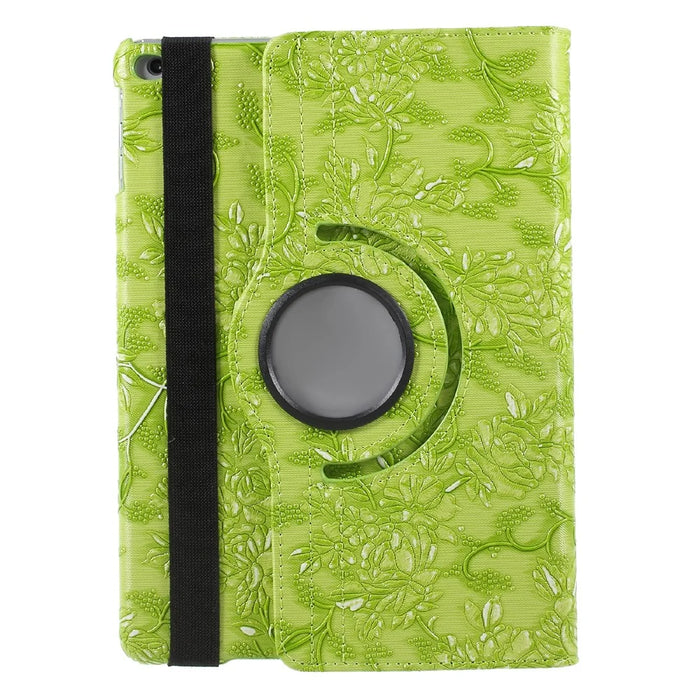 Grapevine Pattern 360 Degree Rotary Leather Stand Cover for iPad 9.7 inch (2018)/9.7 inch (2017) - Green - 1