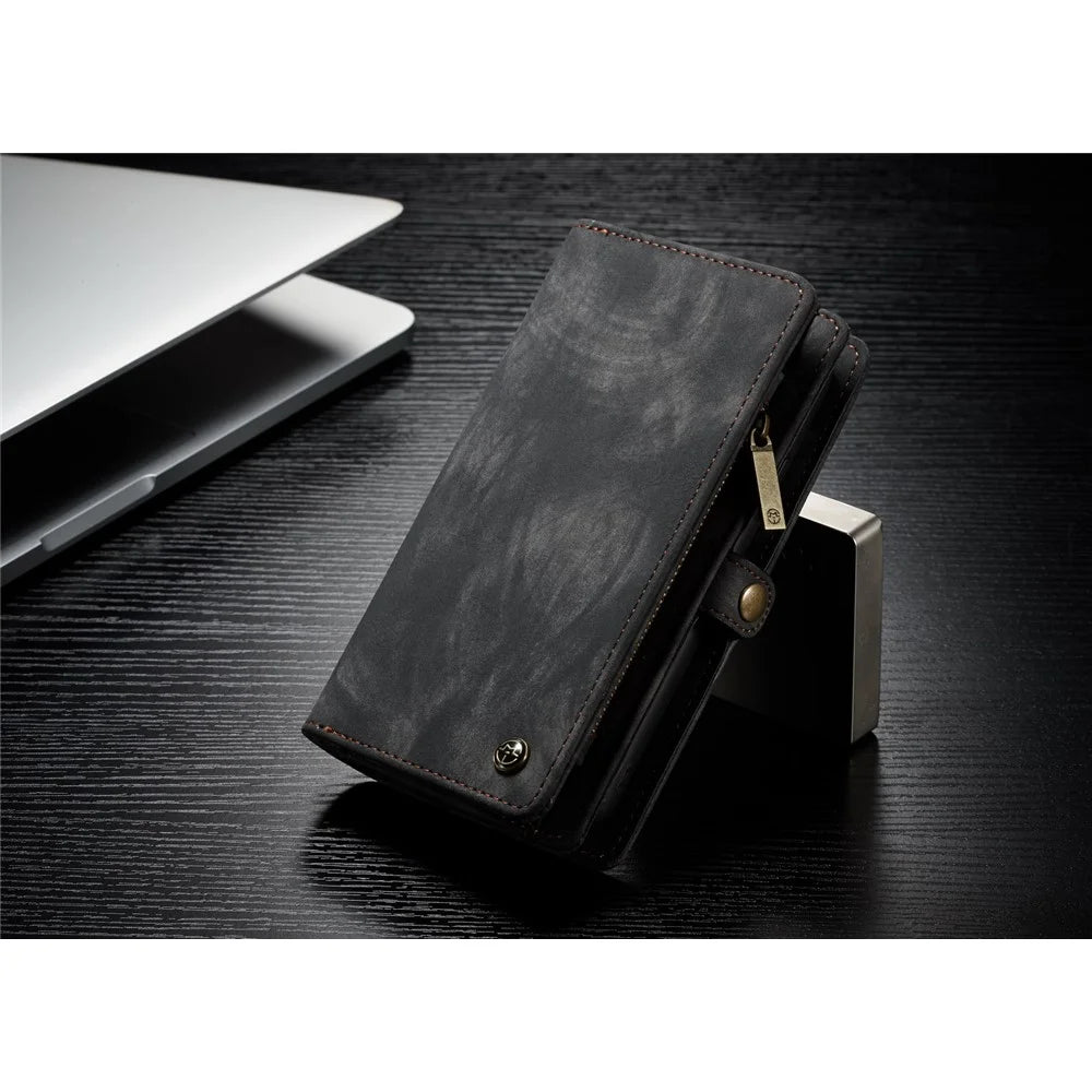 CASEME Detachable 2-in-1 Multi-slot Wallet PU Leather Case for iPhone X 5.8 inch - Black - 4