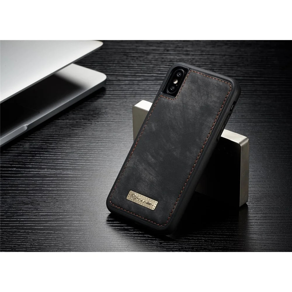 CASEME Detachable 2-in-1 Multi-slot Wallet PU Leather Case for iPhone X 5.8 inch - Black - 5