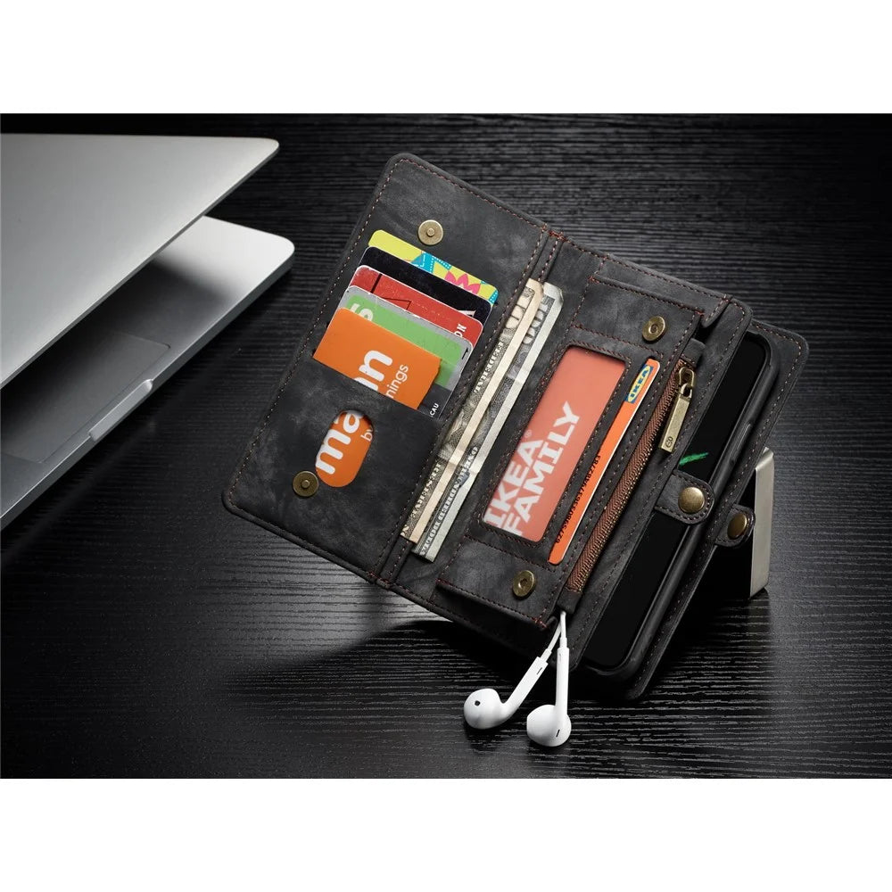 CASEME Detachable 2-in-1 Multi-slot Wallet PU Leather Case for iPhone X 5.8 inch - Black - 7