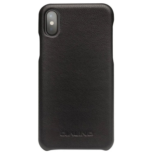 QIALINO Cowhide Leather Coated PC Back Casing for iPhone X / XS 5.8 inch Hard Phone Accessory - Black - 2