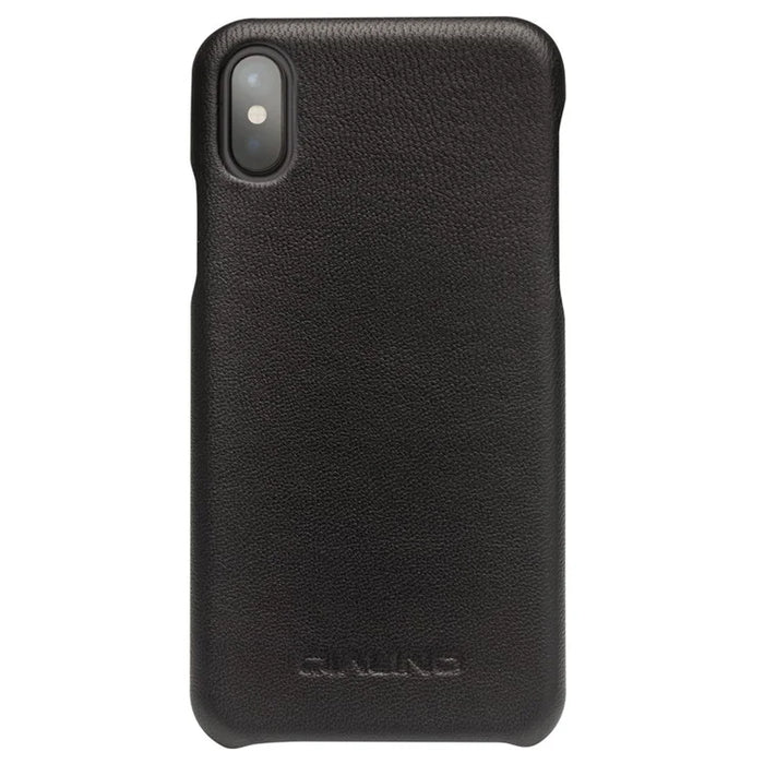 QIALINO Cowhide Leather Coated PC Back Casing for iPhone X / XS 5.8 inch Hard Phone Accessory - Black - 2