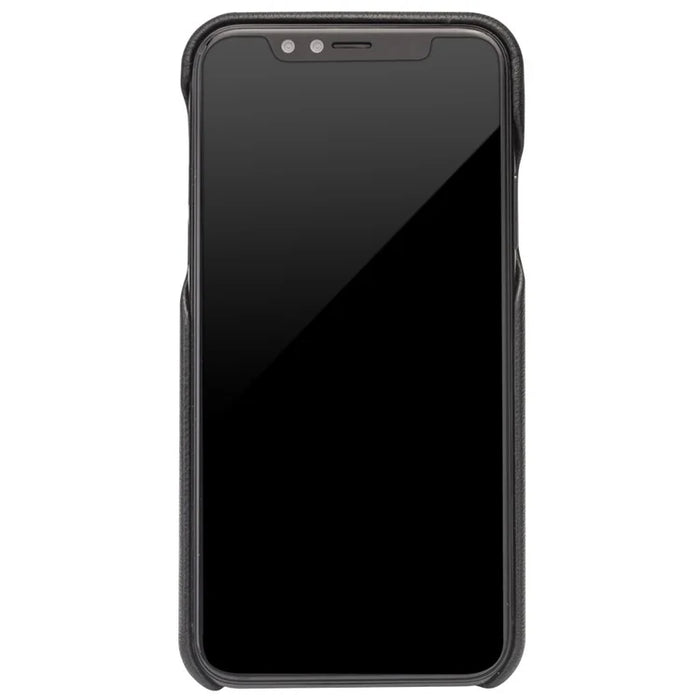 QIALINO Cowhide Leather Coated PC Back Casing for iPhone X / XS 5.8 inch Hard Phone Accessory - Black - 3