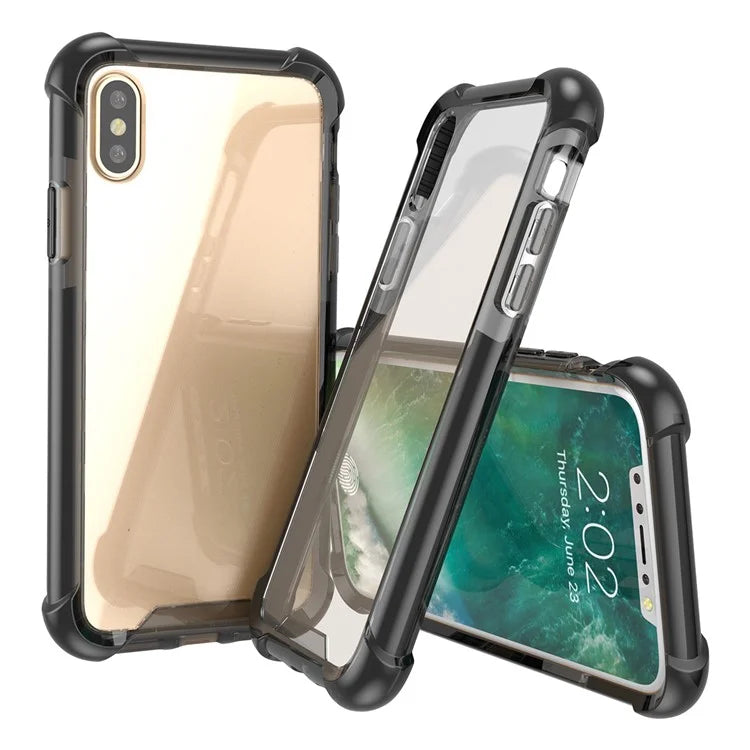 Crystal Clear Acrylic + TPU Hybrid Case for iPhone X / Ten 5.8 inch - Black - 1