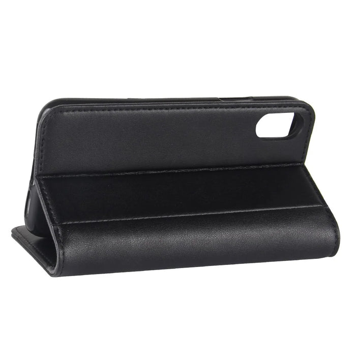 Genuine Leather Wallet Stand Shell Case for iPhone X Cell Phone Accessory - Black - 6