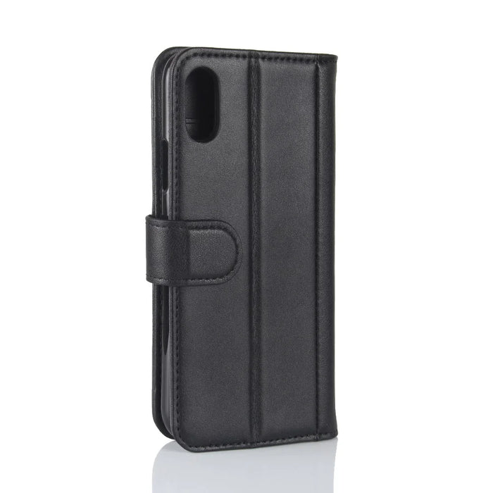 Genuine Leather Wallet Stand Shell Case for iPhone X Cell Phone Accessory - Black - 7