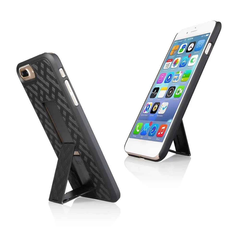 Woven Texture PC + TPU Swivel Belt Clip Holster Case for iPhone 8 Plus / 7 Plus 5.5 inch - Black - 4