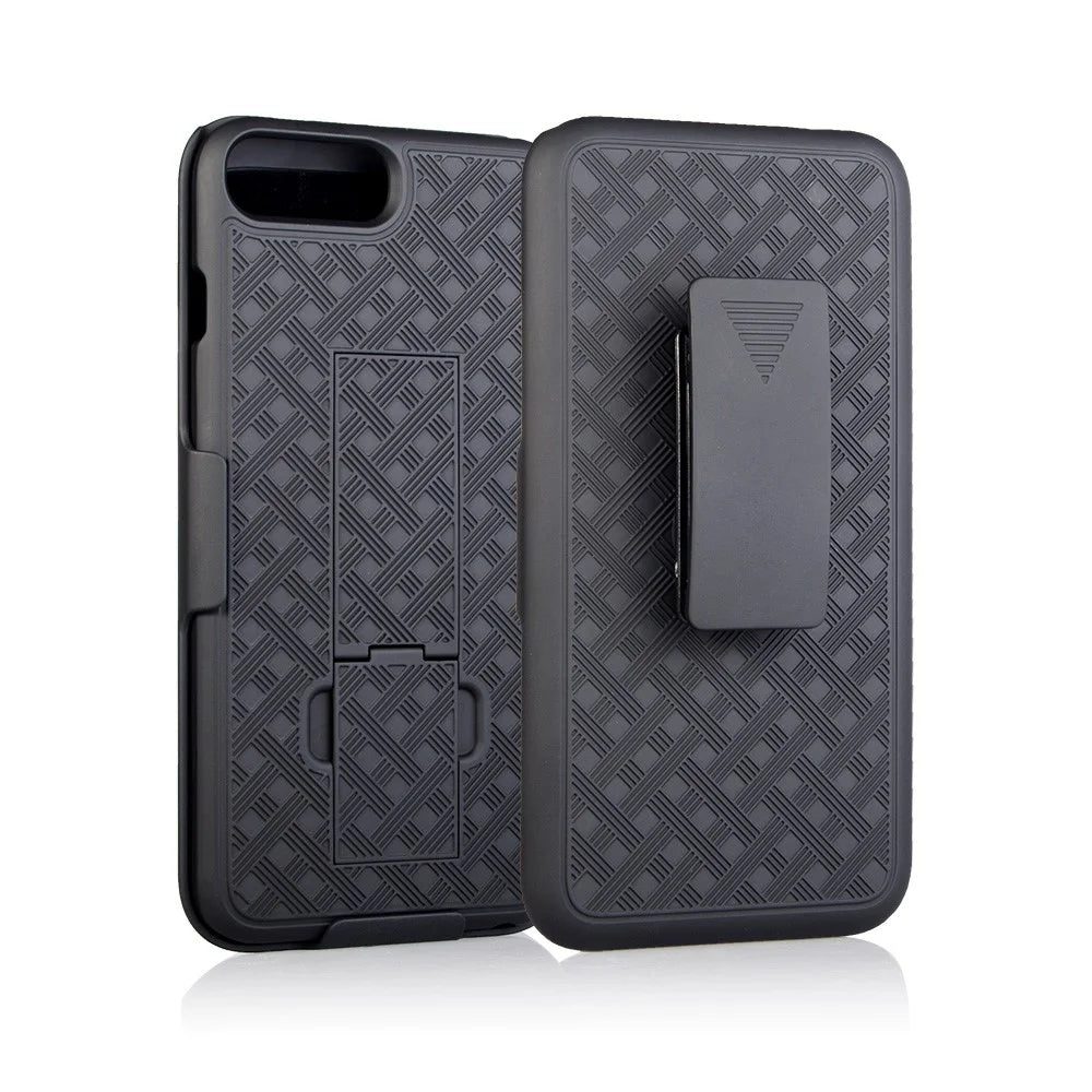 Woven Texture PC + TPU Swivel Belt Clip Holster Case for iPhone 8 Plus / 7 Plus 5.5 inch - Black - 6