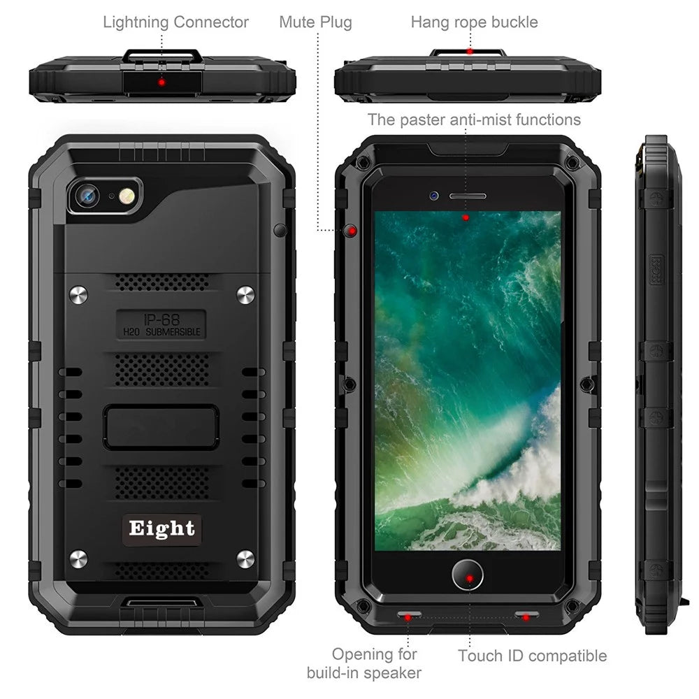 Powerful Phone Cover for iPhone 7/8 4.7 inch/SE (2020)/SE (2022) Shockproof Drop-proof Dust-proof Cellphone Protector - Black - 4